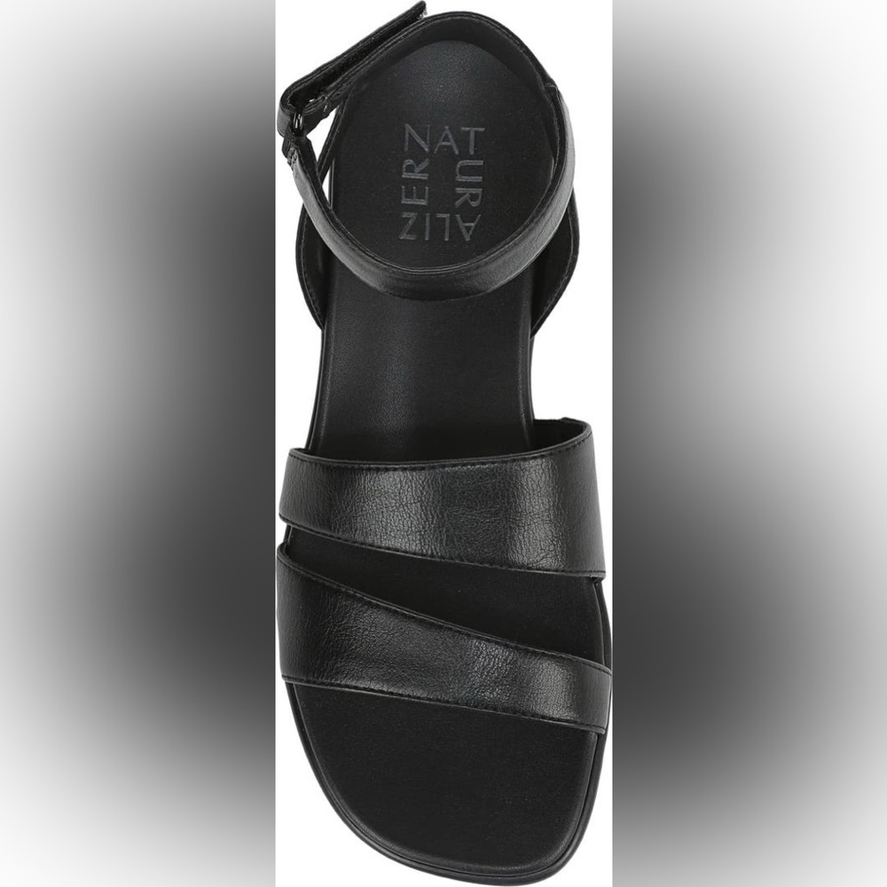 NATURALIZER EFFIE SQUARE TOE BLACK SANDALS 11 W WIDE - Picture 6 of 11
